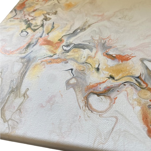 Set of two abstract acrylic pour sets acrylic blow out metallic - Picture 5 of 12